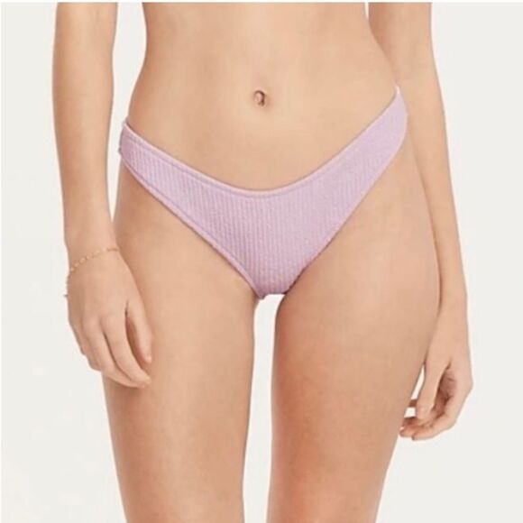 J Crew Lilac Purple Jacquard Texture Curve Waist Cheeky Bikini Bottom Sz XL NWT - Picture 2 of 15